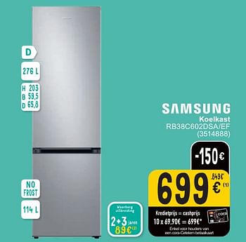 Promotions Samsung koelkast rb38c602dsa-ef - Samsung - Valide de 30/04/2024 à 13/05/2024 chez Cora