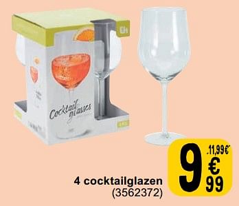 Promoties 4 cocktailglazen - Huismerk - Cora - Geldig van 30/04/2024 tot 13/05/2024 bij Cora