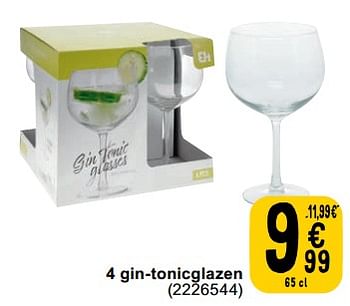 Promotions 4 gin-tonicglazen - Produit maison - Cora - Valide de 30/04/2024 à 13/05/2024 chez Cora