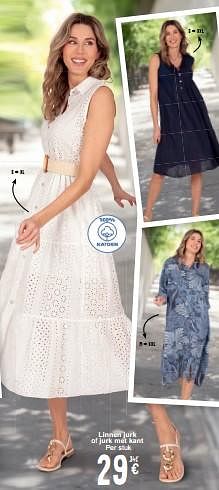 Promoties Linnen jurk of jurk met kant - Huismerk - Cora - Geldig van 30/04/2024 tot 13/05/2024 bij Cora