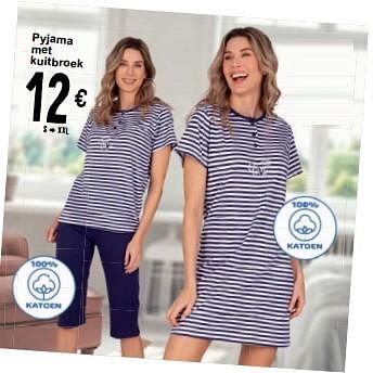 Promoties Pyjama met kuitbroek - Huismerk - Cora - Geldig van 30/04/2024 tot 13/05/2024 bij Cora