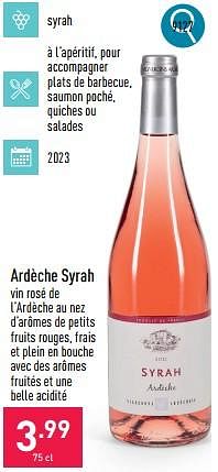 Promoties Ardèche syrah - Rosé wijnen - Geldig van 06/05/2024 tot 12/05/2024 bij Aldi