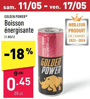 Promoties Boisson énergisante - Golden Power - Geldig van 06/05/2024 tot 12/05/2024 bij Aldi