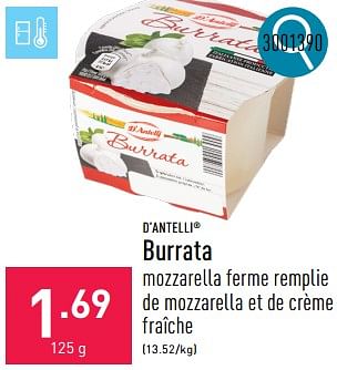 Promoties Burrata - D'Antelli - Geldig van 06/05/2024 tot 12/05/2024 bij Aldi