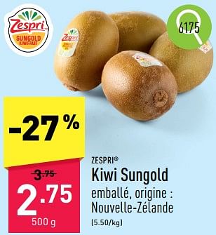 Promotions Kiwi sungold - Zespri - Valide de 06/05/2024 à 12/05/2024 chez Aldi