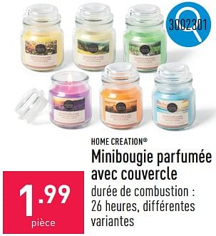 Promoties Minibougie parfumée avec couvercle - HOME CREATION - Geldig van 06/05/2024 tot 12/05/2024 bij Aldi