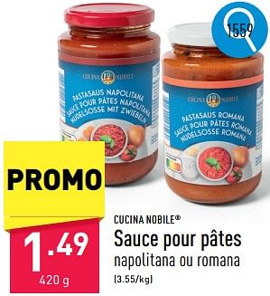 Promotions Sauce pour pâtes - Cucina Nobile - Valide de 06/05/2024 à 12/05/2024 chez Aldi