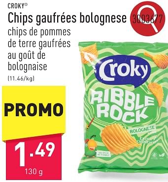 Promotions Chips gaufrées bolognese - Croky - Valide de 06/05/2024 à 12/05/2024 chez Aldi