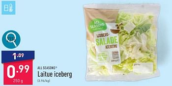 Promotions Laitue iceberg - All Seasons - Valide de 06/05/2024 à 12/05/2024 chez Aldi