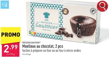 Promotions Moelleux au chocolat - Patissier Gaulthier - Valide de 06/05/2024 à 12/05/2024 chez Aldi