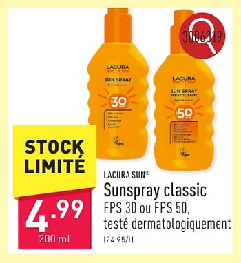 Promotions Sunspray classic - LACURA - Valide de 06/05/2024 à 12/05/2024 chez Aldi