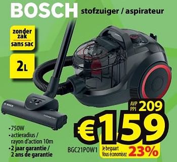 Promotions Bosch stofzuiger - aspirateur bgc21pow1 - Bosch - Valide de 01/05/2024 à 08/05/2024 chez ElectroStock