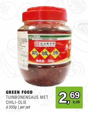 Promotions Green food tuinbonensaus met chili olie - Green Food - Valide de 24/04/2024 à 14/05/2024 chez Amazing Oriental