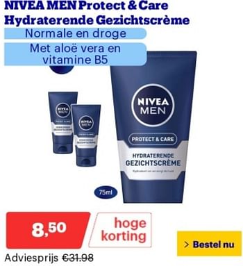 Promoties Nivea men protect + care hydraterende gezichtscréme - Nivea - Geldig van 29/04/2024 tot 05/05/2024 bij Bol.com