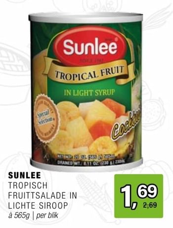 Promoties Sunlee tropisch fruittsalade in lichte siroop - sunlee - Geldig van 24/04/2024 tot 14/05/2024 bij Amazing Oriental