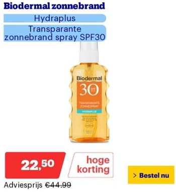 Promoties Biodermal zonnebrand - Biodermal - Geldig van 29/04/2024 tot 05/05/2024 bij Bol.com