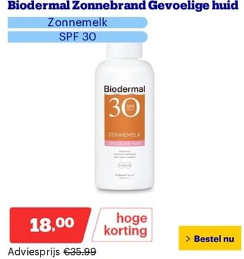Promoties Biodermal zonnebrand gevoelige huid - Biodermal - Geldig van 29/04/2024 tot 05/05/2024 bij Bol.com