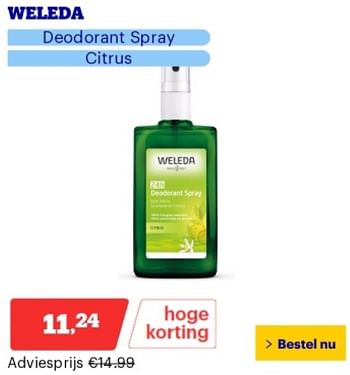 Promoties Weleda deodorant spray - Weleda - Geldig van 29/04/2024 tot 05/05/2024 bij Bol.com