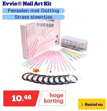Promoties Evvie nail art kit - Evvie - Geldig van 29/04/2024 tot 05/05/2024 bij Bol.com