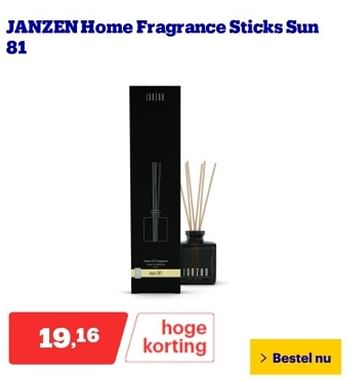 Promotions Janzen home fragrance sticks sun 81 - Produit Maison - Bol.com - Valide de 29/04/2024 à 05/05/2024 chez Bol.com