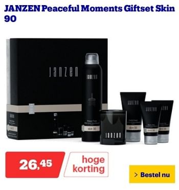 Promotions Janzen peaceful moments giftset skin 90 - Produit Maison - Bol.com - Valide de 29/04/2024 à 05/05/2024 chez Bol.com