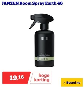 Promotions Janzen room spray earth 46 - Produit Maison - Bol.com - Valide de 29/04/2024 à 05/05/2024 chez Bol.com