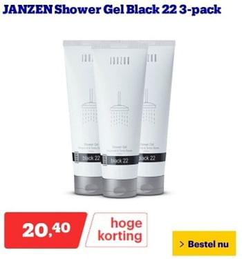 Promotions Janzen shower gel black 22 - Produit Maison - Bol.com - Valide de 29/04/2024 à 05/05/2024 chez Bol.com