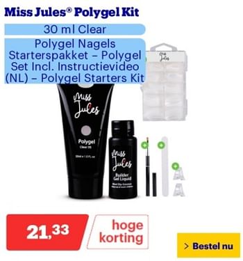Promoties Miss jules polygel kit - Miss jules - Geldig van 29/04/2024 tot 05/05/2024 bij Bol.com