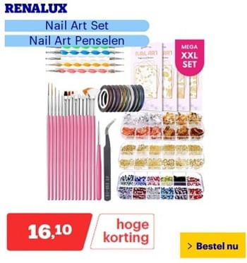 Promotions Renalux nail art set - Produit Maison - Bol.com - Valide de 29/04/2024 à 05/05/2024 chez Bol.com