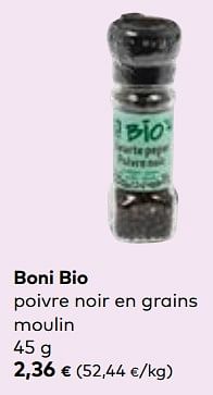 Promoties Boni bio poivre noir en grains moulin - Boni - Geldig van 24/04/2024 tot 21/05/2024 bij Bioplanet