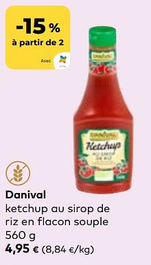 Promotions Danival ketchup au sirop de riz en flacon souple - Danival - Valide de 24/04/2024 à 21/05/2024 chez Bioplanet