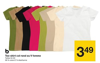 Promotions Tee-shirt col rond ou v femme - Produit maison - Zeeman  - Valide de 27/04/2024 à 03/05/2024 chez Zeeman