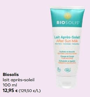 Promotions Biosolis lait après-soleil - Biosolis - Valide de 24/04/2024 à 21/05/2024 chez Bioplanet