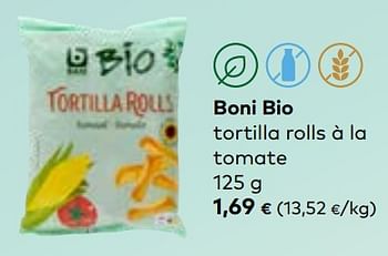 Promoties Boni bio tortilla rolls à la tomate - Boni - Geldig van 24/04/2024 tot 21/05/2024 bij Bioplanet