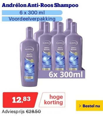 Promoties Andrélon anti roos shampoo - Andrelon - Geldig van 29/04/2024 tot 05/05/2024 bij Bol.com