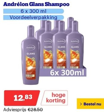 Promoties Andrélon glans shampoo - Andrelon - Geldig van 29/04/2024 tot 05/05/2024 bij Bol.com