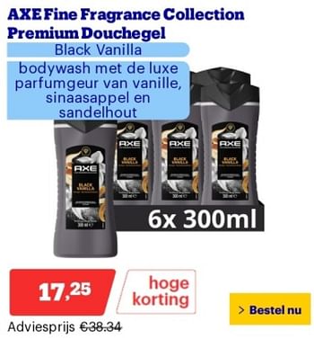 Promotions Axe fine fragrance collection premium douchegel - Axe - Valide de 29/04/2024 à 05/05/2024 chez Bol.com