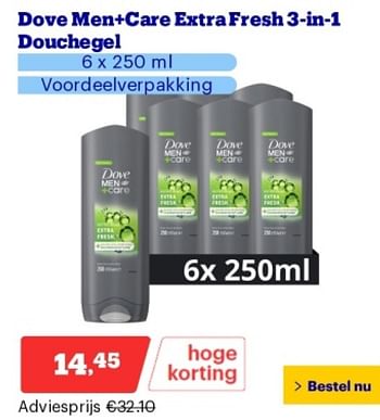 Promoties Dove men+care extrafresh 3 in 1 douchegel - Dove - Geldig van 29/04/2024 tot 05/05/2024 bij Bol.com