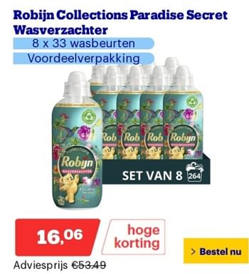 Promoties Robijn collections paradise secret wasverzachter - Robijn - Geldig van 29/04/2024 tot 05/05/2024 bij Bol.com