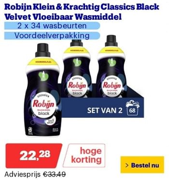Promoties Robijn klein + krachtig classics black velvet vioeibaar wasmiddel - Robijn - Geldig van 29/04/2024 tot 05/05/2024 bij Bol.com