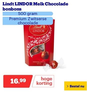 Promoties Lindt lindor melk chocolade bonbons - Lindt - Geldig van 29/04/2024 tot 05/05/2024 bij Bol.com