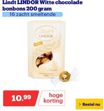 Promotions Lindt lindor witte chocolade bonbons - Lindt - Valide de 29/04/2024 à 05/05/2024 chez Bol.com