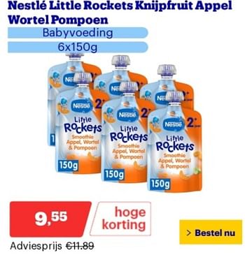 Promoties Nestle little rockets knijpfruit appel wortel pompoen - Nestlé - Geldig van 29/04/2024 tot 05/05/2024 bij Bol.com
