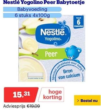 Promotions Nestle yogolino peer babytoetje - Nestlé - Valide de 29/04/2024 à 05/05/2024 chez Bol.com