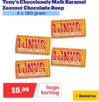 Tony`s chocolonely melk karamel zeezout chocolade reep-Tony