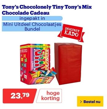 Promoties Tony`s chocolonely tiny tony`s mix chocolade cadeau - Tony's Chocolonely - Geldig van 29/04/2024 tot 05/05/2024 bij Bol.com