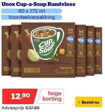 Promotions Unox cup a soup rundvlees - Unox - Valide de 29/04/2024 à 05/05/2024 chez Bol.com
