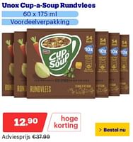 Promoties Unox cup a soup rundvlees - Unox - Geldig van 29/04/2024 tot 05/05/2024 bij Bol.com