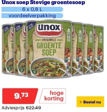 Promotions Unox soep stevige groentesoep - Unox - Valide de 29/04/2024 à 05/05/2024 chez Bol.com