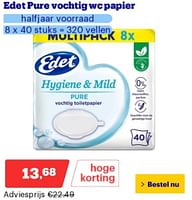 Promoties Edet pure vochtig wc papier - Edet - Geldig van 29/04/2024 tot 05/05/2024 bij Bol.com